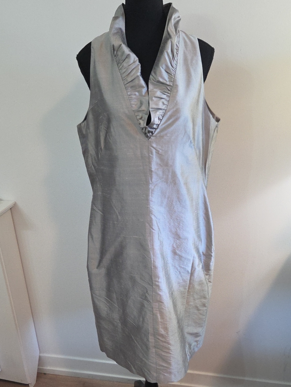 Lundstrom vintage raw silk ruffled collar dress Sz 12